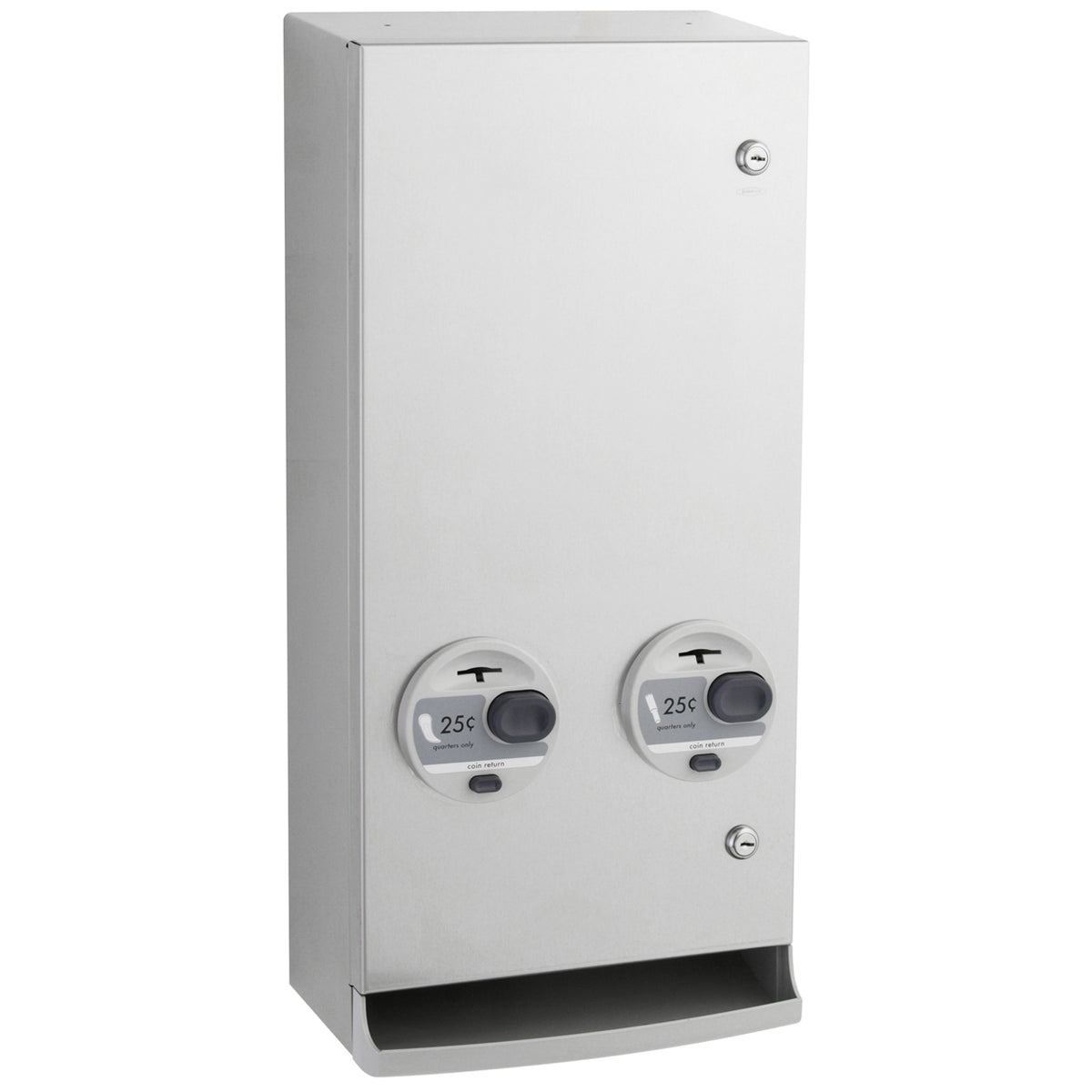Bobrick B-2706 25 Commercial Restroom Sanitary Napkin/ Tampon Dispenser, 25 Cents, Surface-Mounted, Stainless Steel
