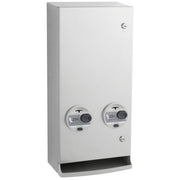 Bobrick B-2706 25 Commercial Restroom Sanitary Napkin/ Tampon Dispenser, 25 Cents, Surface-Mounted, Stainless Steel