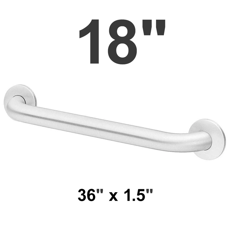 Bradley 8120-001180 (18 x 1.5) Commercial Grab Bar, 1-1/2" Diameter x 18" Length, Stainless Steel