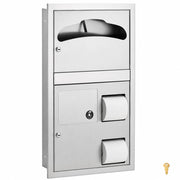 Bradley 5912-00 Commercial Toilet Paper/Seat Cover Dispenser, Recessed-Mounted, Stainless Steel