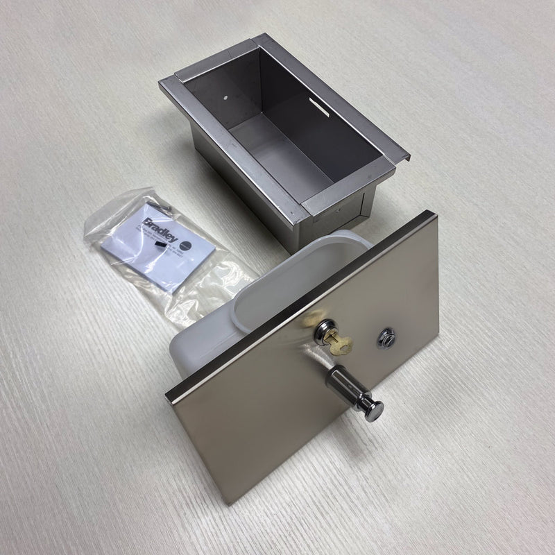 Bradley 6437-00 Commercial Liquid Soap Dispenser, Recessed-Mounted, Manual-Push, Stainless Steel - 50 Oz