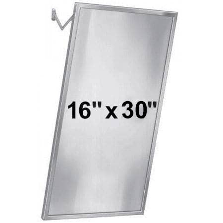 Bradley 782-016300 (16 x 30) Commercial Restroom Mirror, Tilt Frame, Stainless Steel w/ Satin Finish, 16"W x 30"H