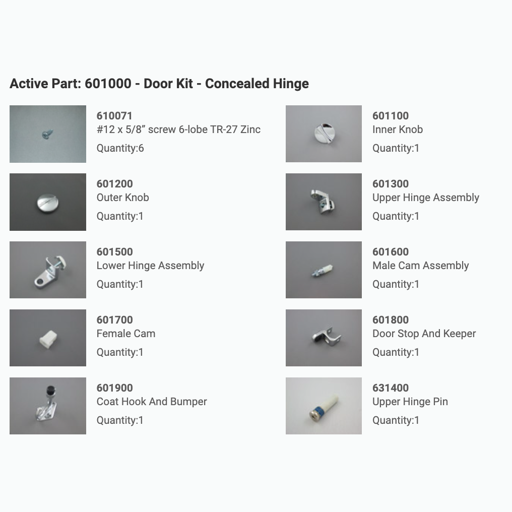 Hadrian 601000 Door Hardware Kit, Chrome, In-Swing, Conceal