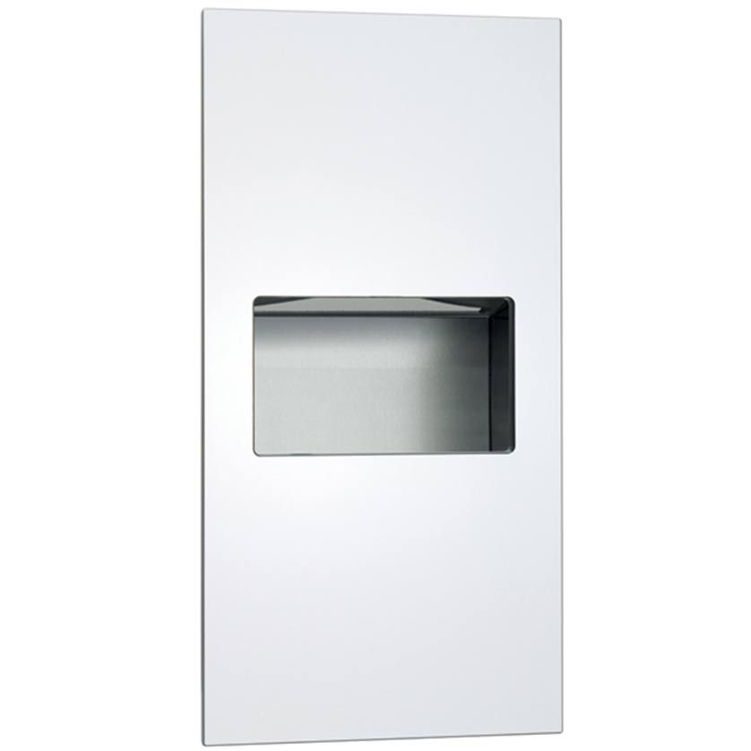 ASI 64623-00 Piatto Recessed Paper Towel Dispenser and Waste Receptacle, White Phenolic Door, 14-1/4