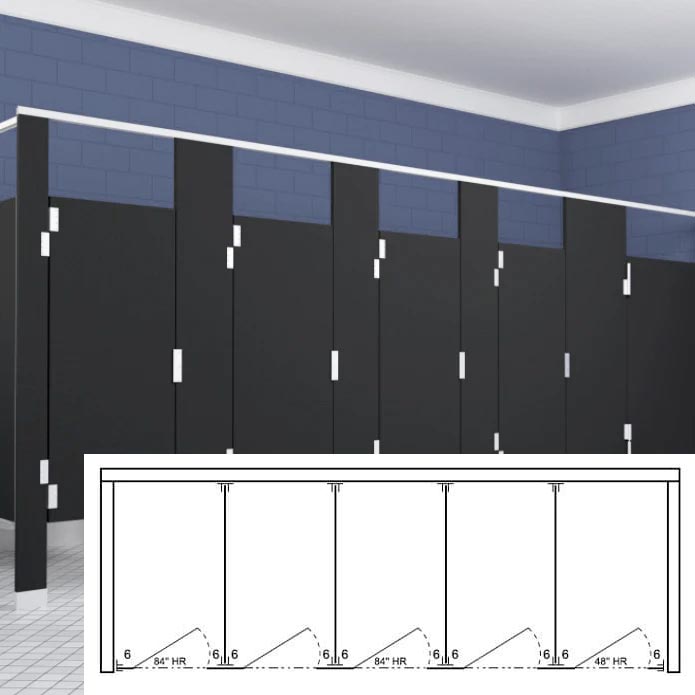 Scranton Hiny Hiders Toilet Partition (Plastic) 5 Between Wall (180"Wx61-1/4"D) BW53660-PL-SCRANTON