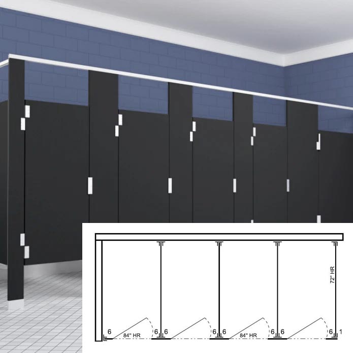 Scranton Hiny Hiders Toilet Partition (Solid Plastic) 4 In Corner (144"W x 61-1/4"D) IC43660-PL-SCRANTON
