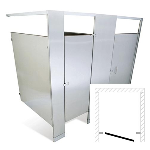 Hadrian Toilet Partition (Stainless Steel) 1 ADA Between Wall (60"W x 61 1/4"D) BWADA-SS-HADRIAN