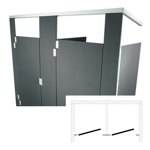 Hadrian Toilet Partition (Plastic) 2 Between Wall (72"W x 61-1/4"D) BW23660-PL-HADRIAN