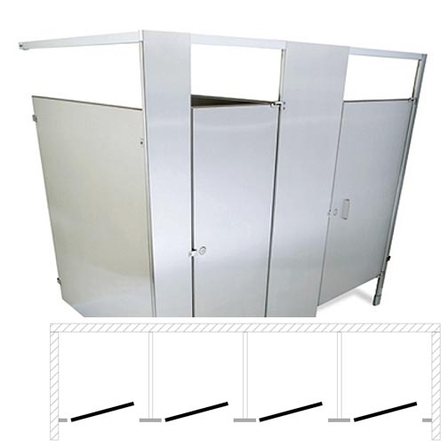 Hadrian Toilet Partition (Stainless Steel) 4 Between Wall (144