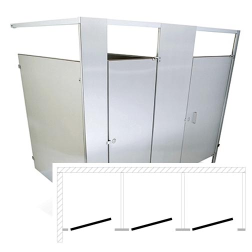 Hadrian Toilet Partition (Stainless Steel) 3 In Corner (108"W x 61 1/4"D) IC33660-SS-STAINLESS