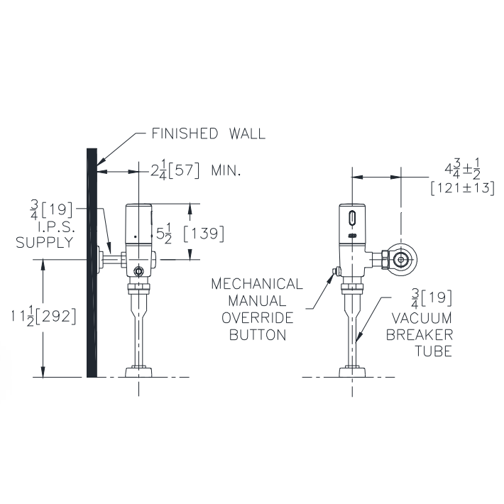 Zurn ZTR6203-ULF AquaSense Exposed Diaphragm Piston Operated Ultra Low Flow Urinal Flush Valve with Battery Powered Automatic Sensor - 0.125 Gallons Per Flush