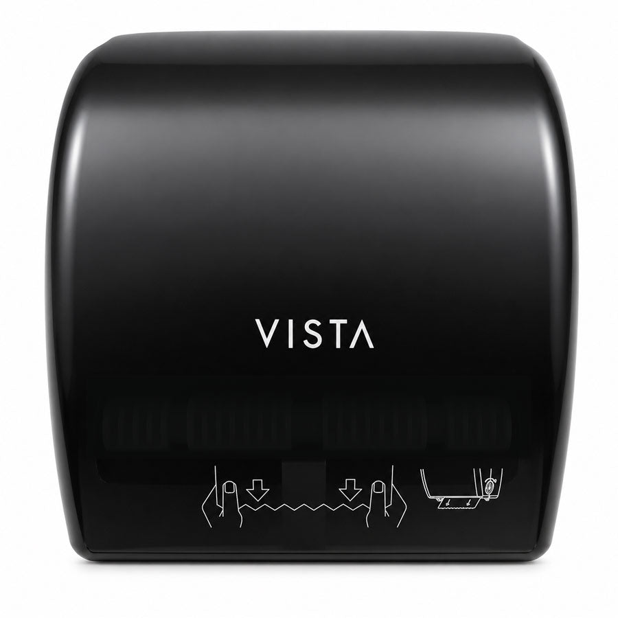VISTA Mechanical Auto Cut Roll Towel Dispenser, Black Translucent - PT2005