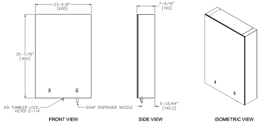 ASI Velare Behind the Mirror System w/ Liquid Soap Dispenser and
