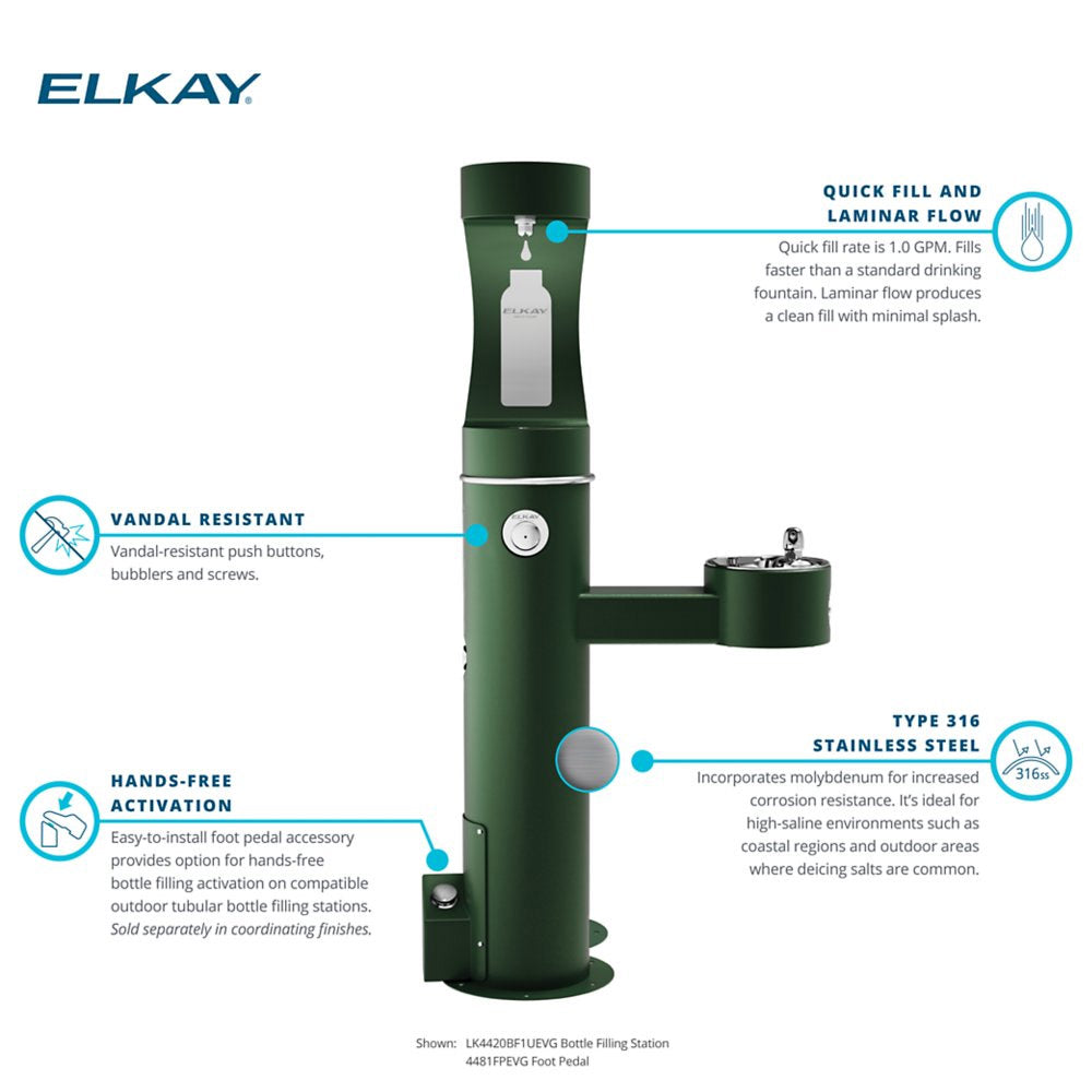 Elkay 4481FPBLU  Outdoor Bottle Filler Foot Pedal Accessory, Blue