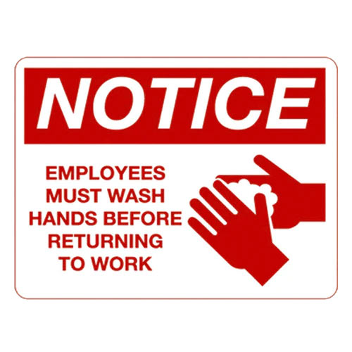 Palmer Fixture IS8001-22 Employee Wash Hands Notice Sign