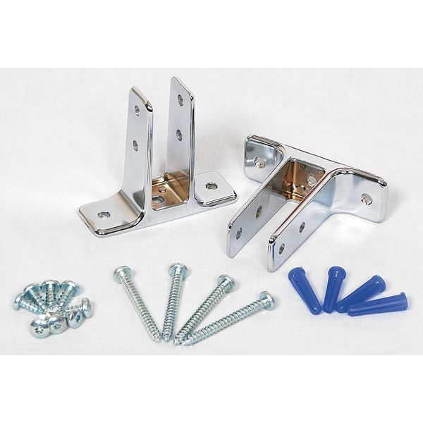 ASI Global 40-8511290 - Urinal Screen Hardware Kit, Chrome Stirrup Style. for use with 1" Panels Bathroom Stall Hardware - Urinal Screen Brackets