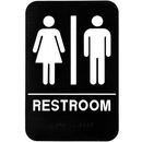 Unisex Restroom Sign, Black & White w/ Adhesive Strips Included, 6" X 9" - ALPSGN-1