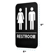 Unisex Restroom Sign, Black & White w/ Adhesive Strips Included, 6