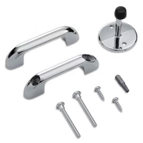 ASI Global 40-8513514 Door Hardware Kits, Powder Coated Metal, Int. Privacy ADA Out-Swing er Chrome ZA Bathroom Stall Hardware - Door Hardware Kits