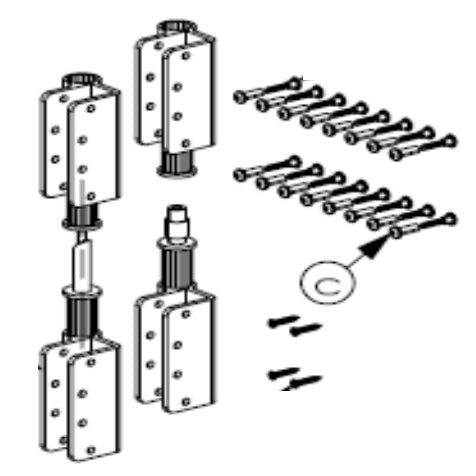 Bradley HDWP-A0258 Aluminum Wrap-Around Hinge Kit, Solid Plastic Bathroom Stall Hardware - Stall Door Hinges