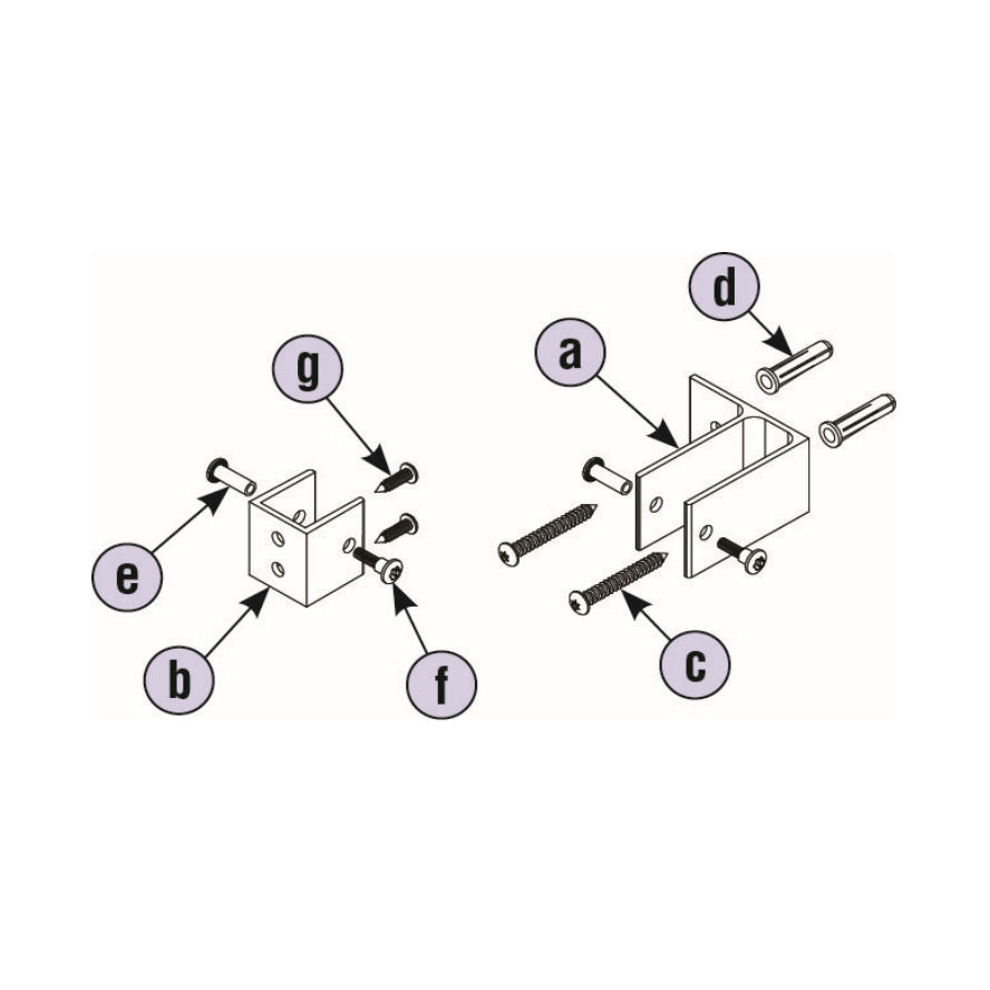 Bradley HDWP-A0098 Hardware Kit Ending Panell, Stirrup Style, Solid Plastic, Aluminum Bathroom Stall Hardware - Wall Brackets