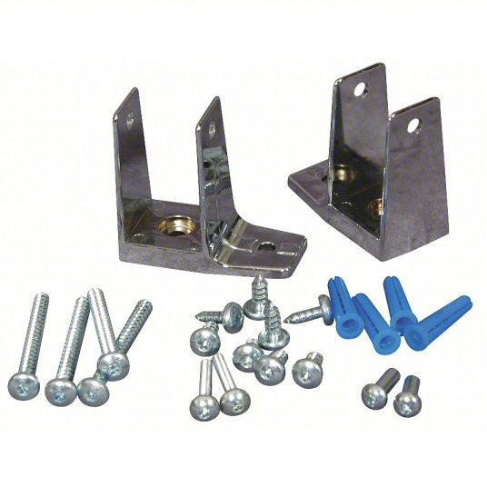 ASI Global 40-8515220 Hardware Kit Pilaster To Wall, 1-Ear Stirrup Style, Powder Coated Metal, Chrome Bathroom Stall Hardware - Wall Brackets