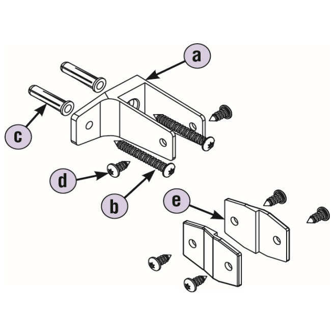 Bradley HDWT-Z0287 Ending Alcove Panel Kit, Powder Coated Metal, Chrome Bathroom Stall Hardware - Alcove Brackets
