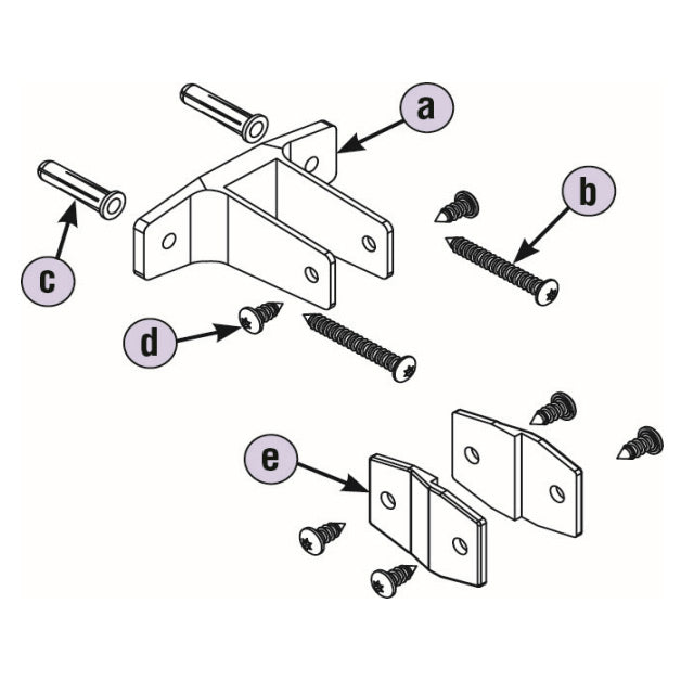 Bradley HDWT-Z0286 Dividing Alcove Panel Kit, Powder Coated Metal, Chrome Bathroom Stall Hardware - Alcove Brackets