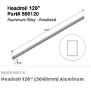 Hadrian 580120 - Hadrian Toilet Partition Headrail-120", Aluminum Bathroom Stall Hardware - Headrail