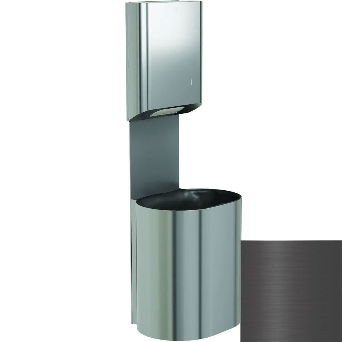 Bradley Elvari Series Towel/Waste Combination Unit - Surface Mounted, 14 GAL - 2B5-110000-BB, Brushed Black