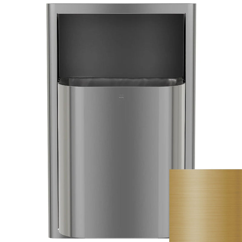 Bradley Elvari Series Waste Receptacles - Recessed, Small Capacity, 8 GAL - 3B1-003400-BR, Brushed Brass