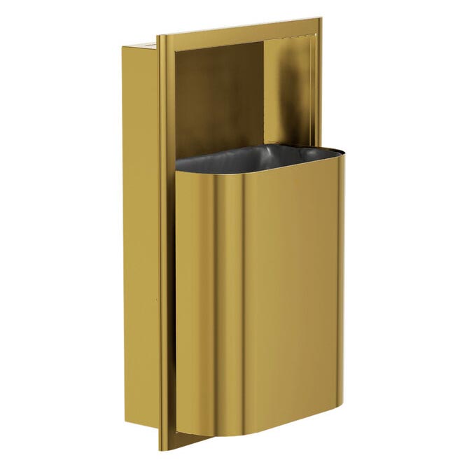 Bradley Elvari Series Waste Receptacles - Recessed, Small Capacity, 8 GAL - 3B1-003400-BR, Brushed Brass