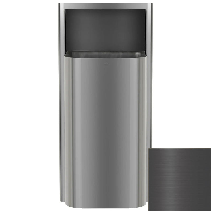 Bradley Elvari Series Waste Receptacles - Semi-Recessed, Medium Capacity, 12 GAL - 3B1-100000-BB, Brushed Black
