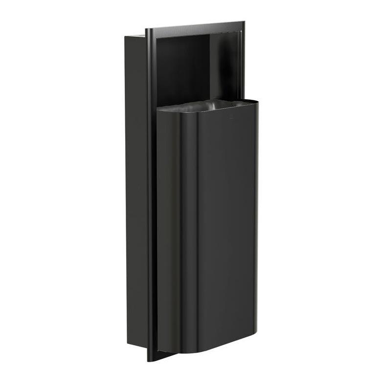 Bradley Elvari Series Waste Receptacles - Semi-Recessed, Medium Capacity, 12 GAL - 3B1-100000-BB, Brushed Black