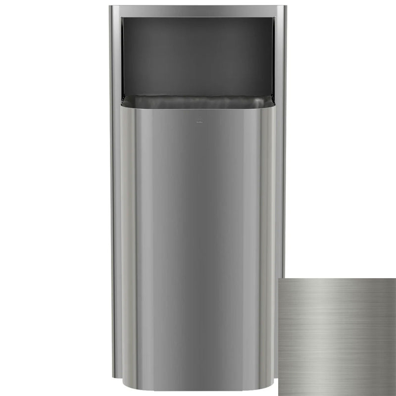 Bradley Elvari Series Waste Receptacles - Semi-Recessed, Medium Capacity, 12 GAL - 3B1-100000-BS, Brushed Stainless