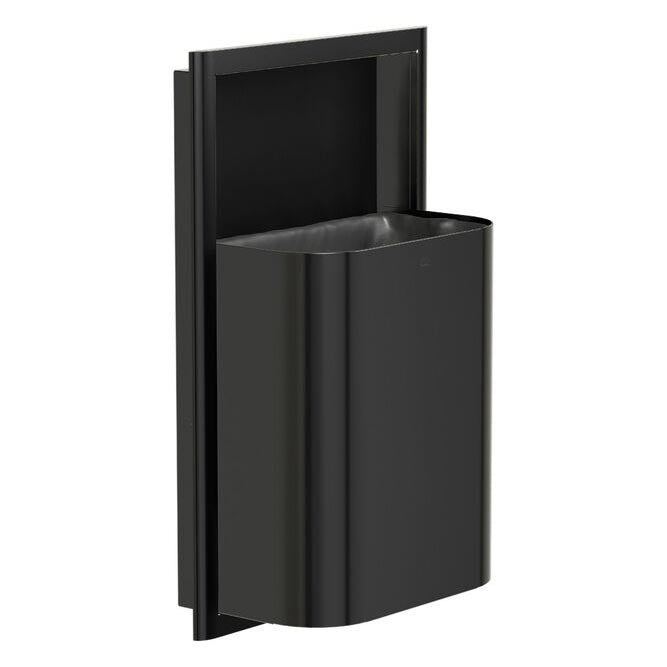 Bradley Elvari Series Waste Receptacles - Semi-Recessed, Small Capacity, 8 GAL - 3B1-103400-BB, Brushed Black