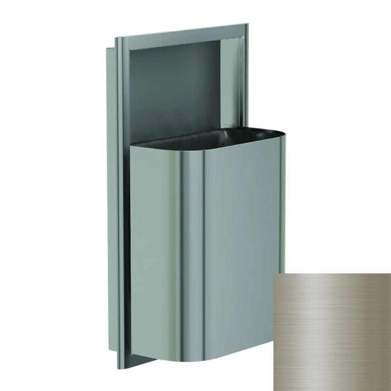 Bradley Elvari Series Waste Receptacles - Semi-Recessed, Small Capacity, 8 GAL - 3B1-103400-BN, Brushed Nickel