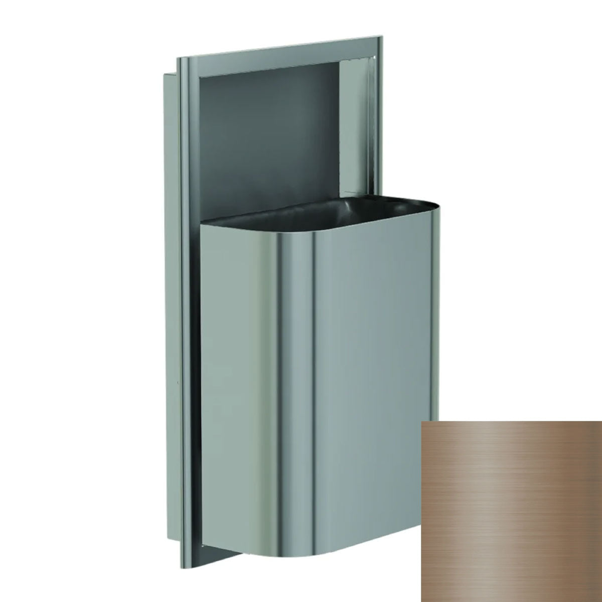 Bradley Elvari Series Waste Receptacles - Semi-Recessed, Small Capacity, 8 GAL - 3B1-103400-BZ, Brushed Bronze