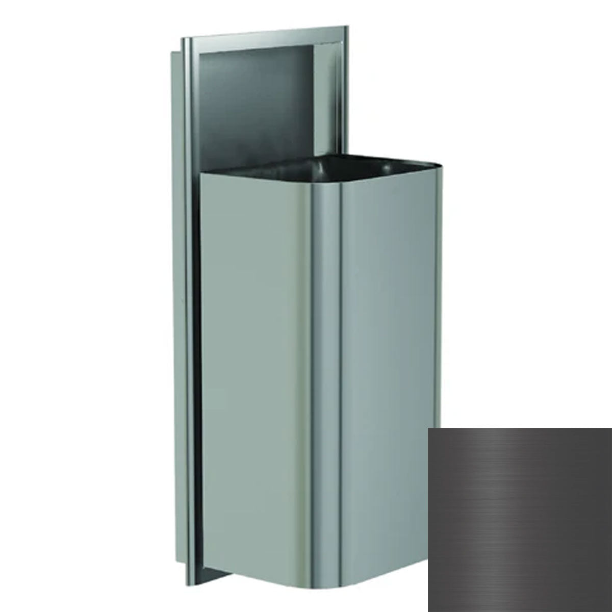 Bradley Elvari Series Waste Receptacles - Semi-Recessed, Large Capacity, 18 GAL - 3B1-103600-BB, Brushed Black