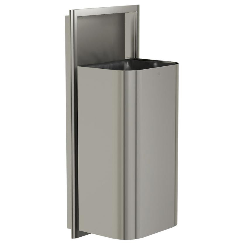 Bradley Elvari Series Waste Receptacles - Semi-Recessed, Large Capacity, 18 GAL - 3B1-103600-BS, Brushed Stainless