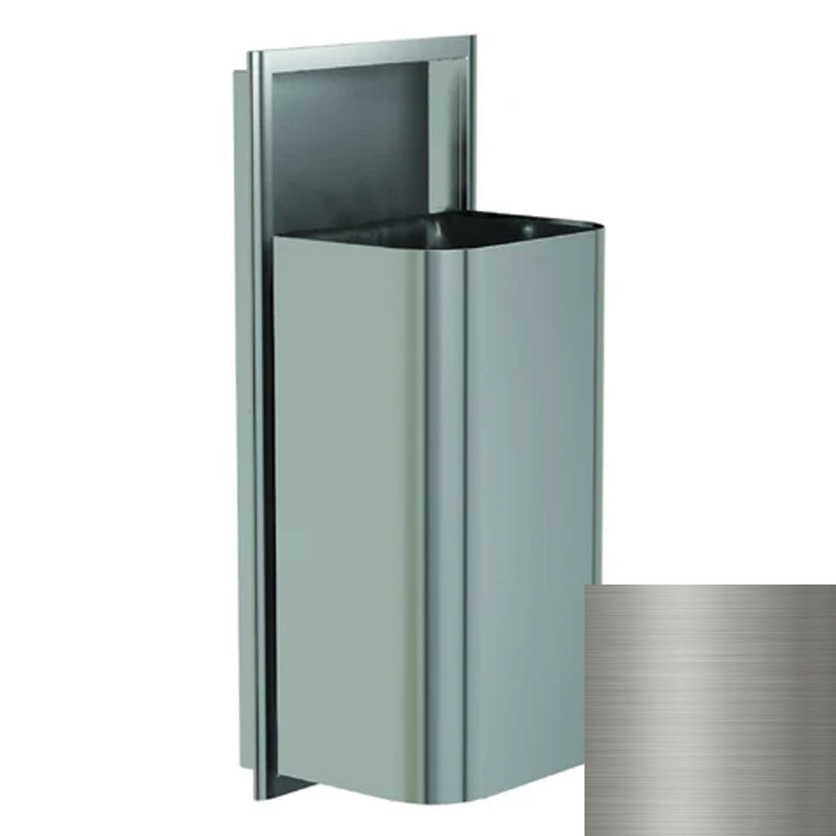 Bradley Elvari Series Waste Receptacles - Semi-Recessed, Large Capacity, 18 GAL - 3B1-103600-BS, Brushed Stainless