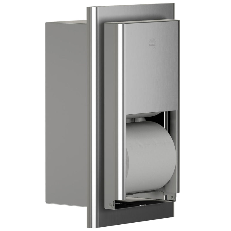 Bradley Elvari Series Toilet Tissue Dispenser - Recessed Mounted, Medium Capacity - 5B2-000000-BS, Brushed Stainless