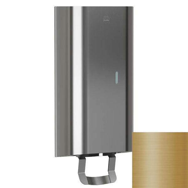 Bradley Elvari Series Liquid Soap/Gel Sanitizer Dispenser - 40oz, Surface Mounted, Drip Tray - 6B1-110000T-BR, Brushed Brass