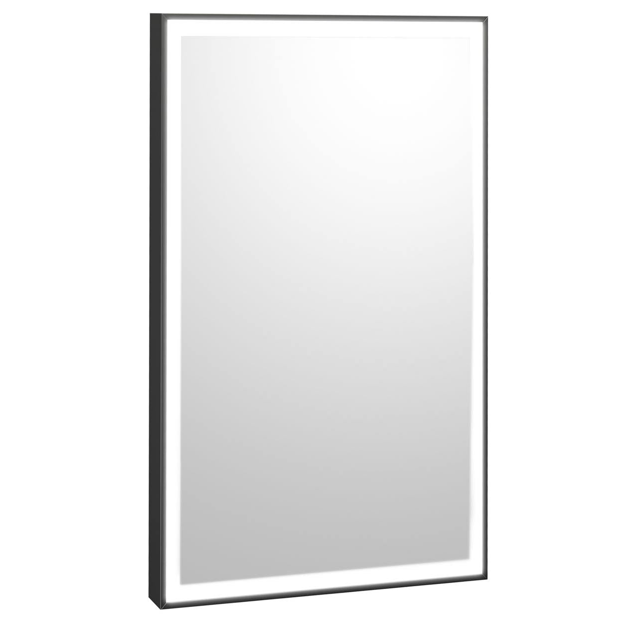 Bobrick B-167 2436.MBLK (24 x 36) Matte Black Rectangular Backlit LED Mirror (Outer Etched) Matte Black Frame 24