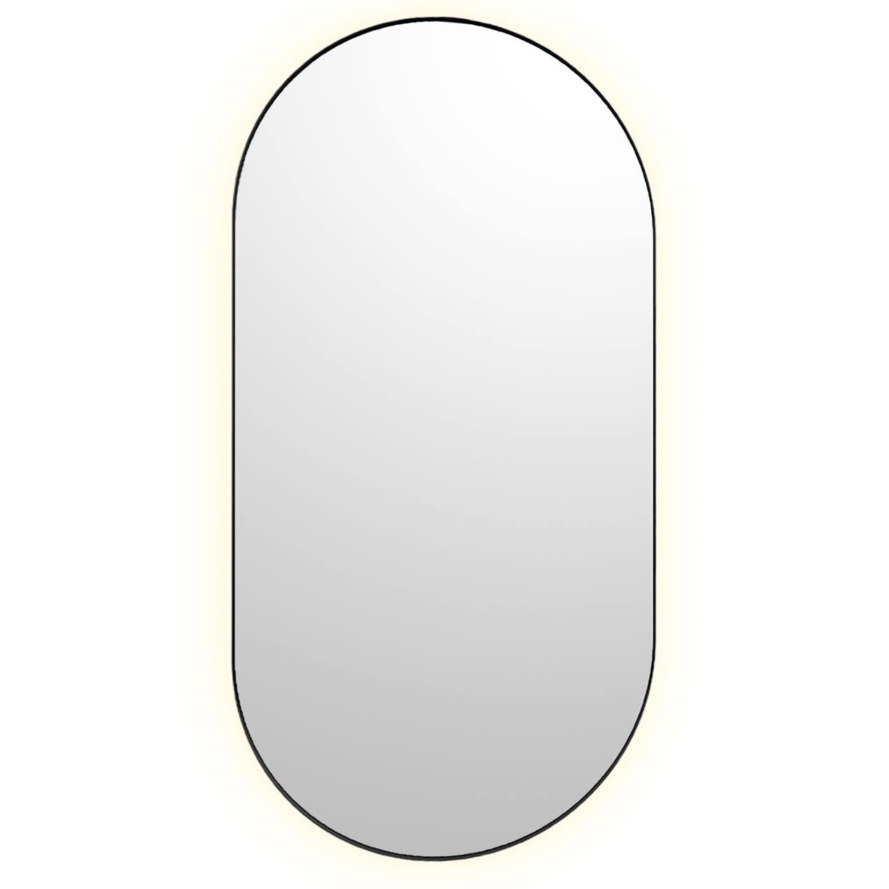 Bobrick B-104 2448.MBLK (24 x 48) Pill-Shaped Backlit LED Mirror Matte Black Frame 24