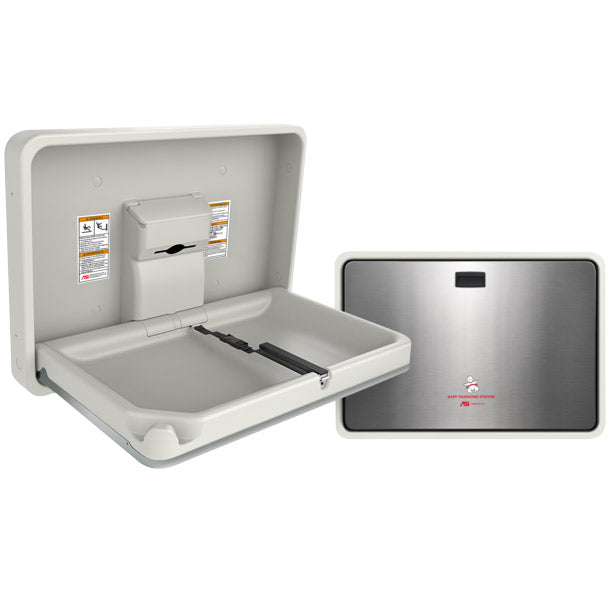 ASI 9022 Horizontal Baby Changing Station, Plastic/Stainless Steel Satin Finish, Surface Mounted