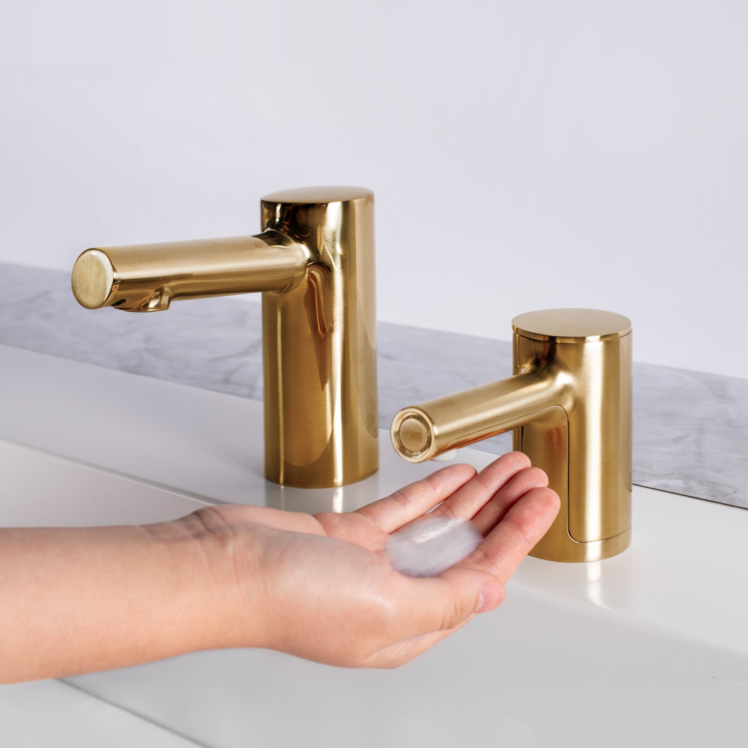 Bobrick B-990 Fino Top-Fill Liquid Soap Dispenser - Brushed Brass (Cylindrical Style)