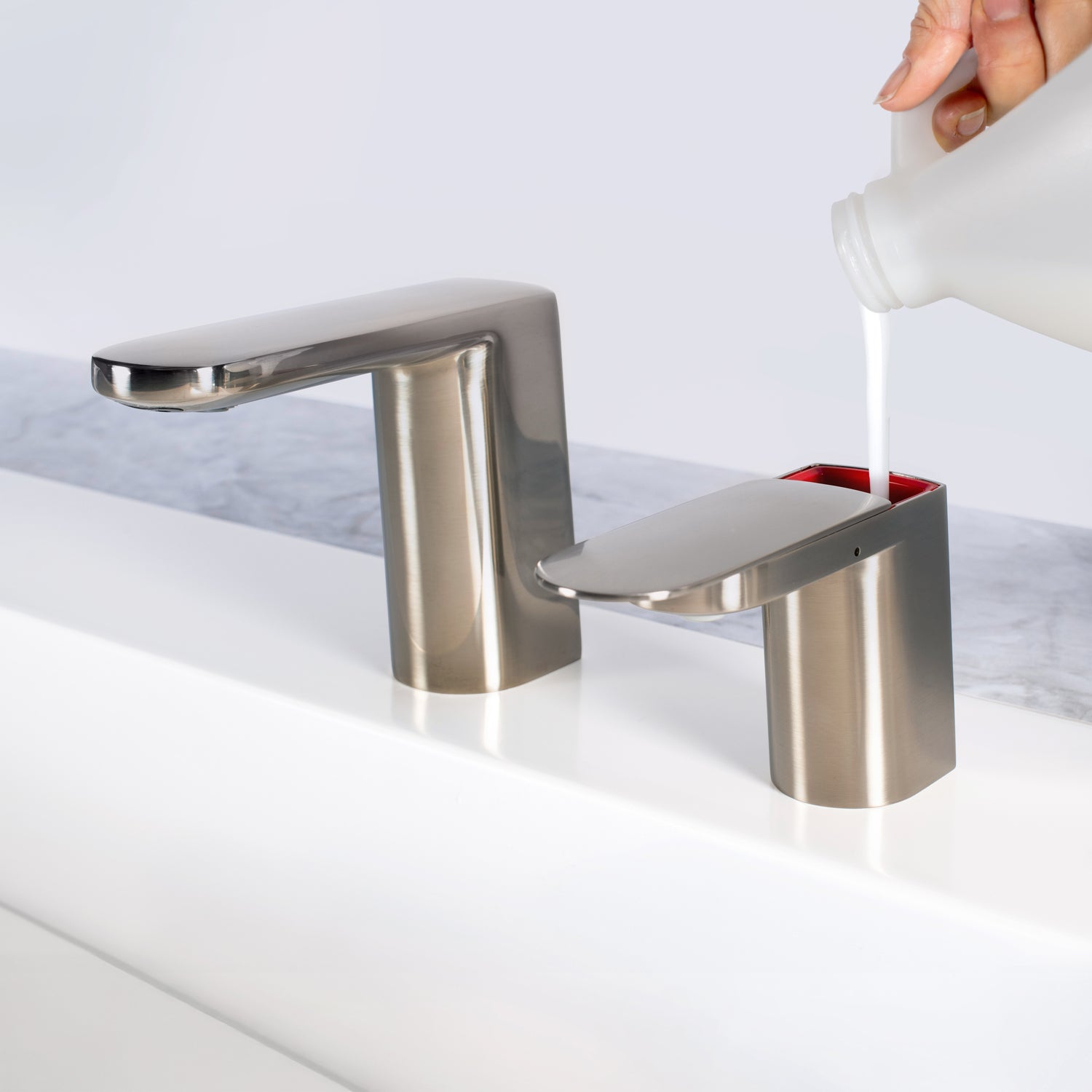 Bobrick B-955 Fino Top-Fill Liquid Soap Dispenser - Brushed Nickel (Streamlined Style)