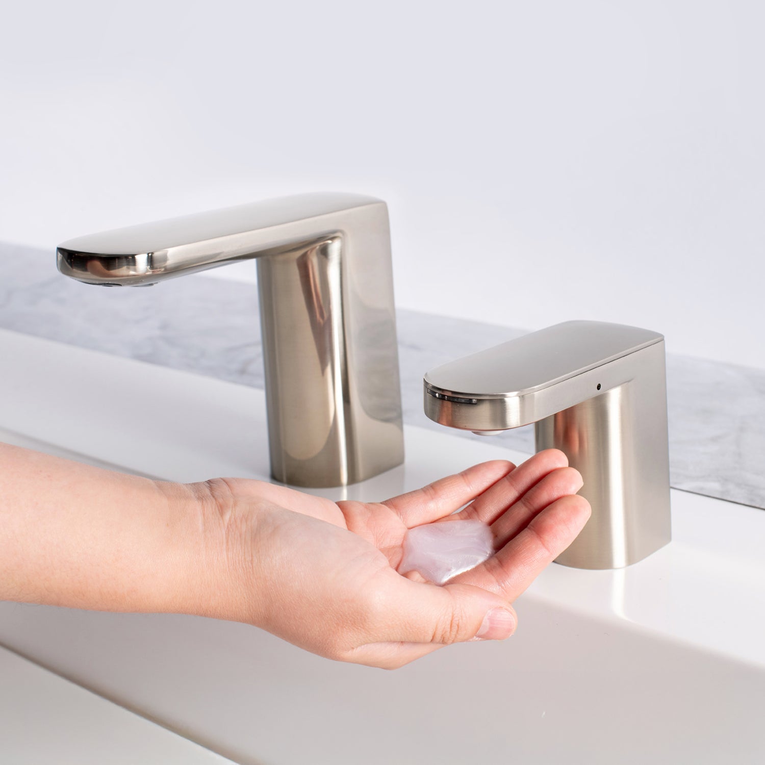 Bobrick B-955 Fino Top-Fill Liquid Soap Dispenser - Brushed Nickel (Streamlined Style)