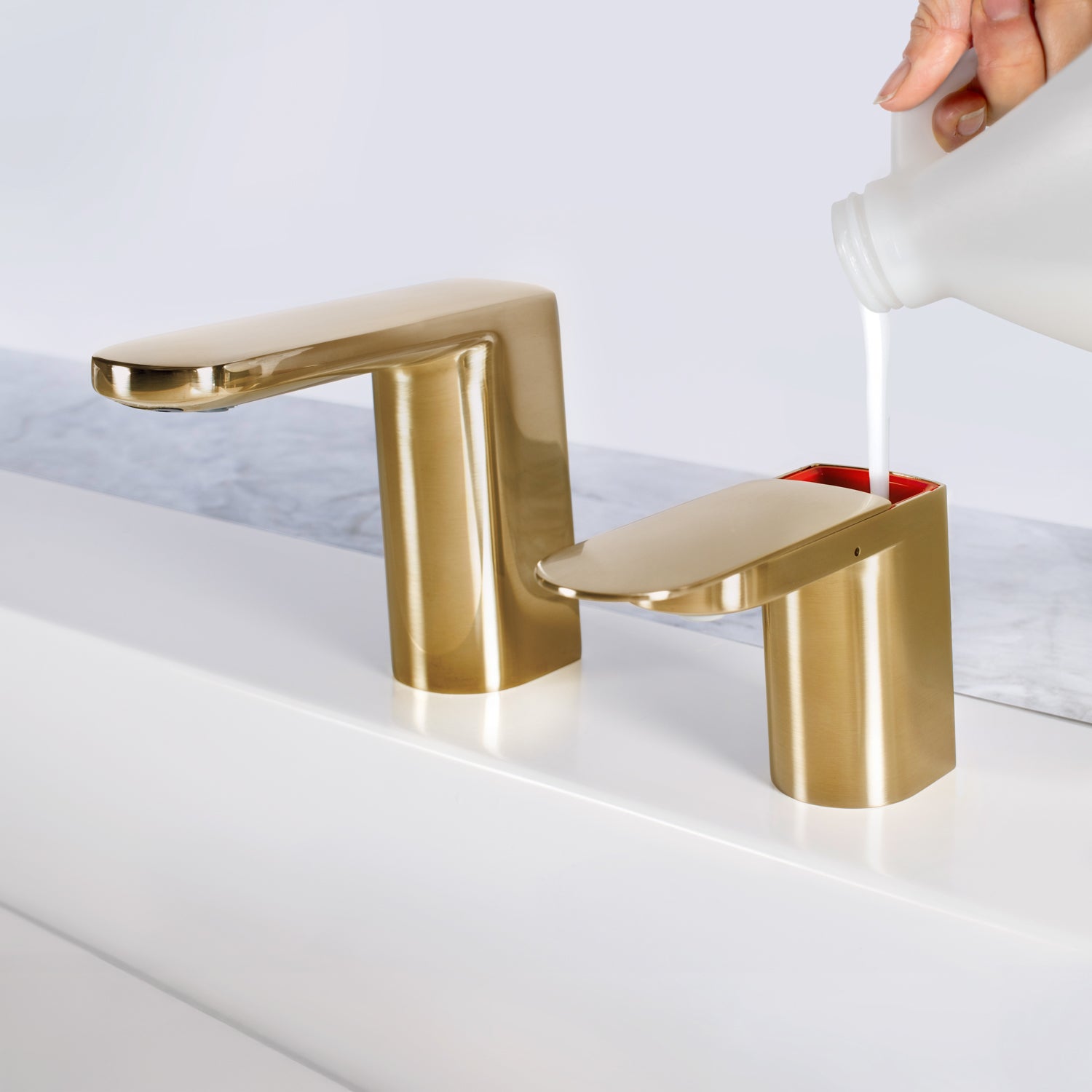 Bobrick B-950 Fino Top-Fill Liquid Soap Dispenser - Brushed Brass (Streamlined Style)